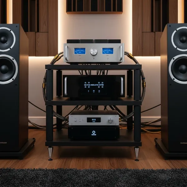 Power conditioner integrated into a high-end audio setup for optimal sound quality